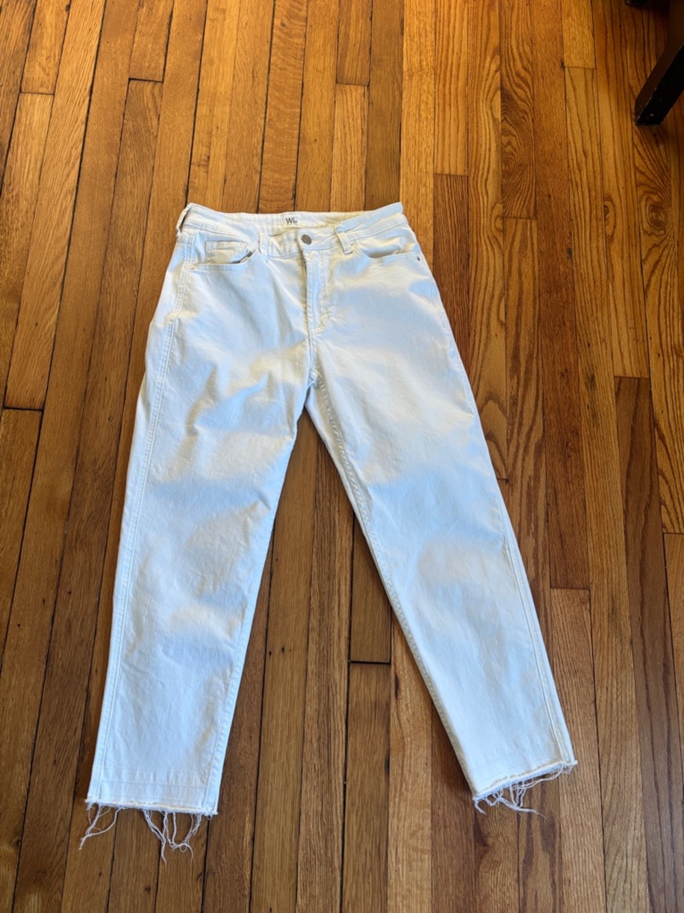 Wash Lab White cropped Straight Jeans